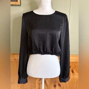 House of Harlow 1960 100% Polyester Black Crop Longsleeve Top M
